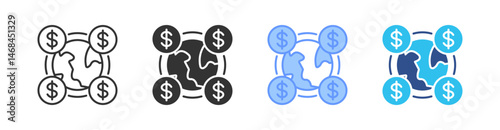 Globalization Multi Style Icon Set Vector 