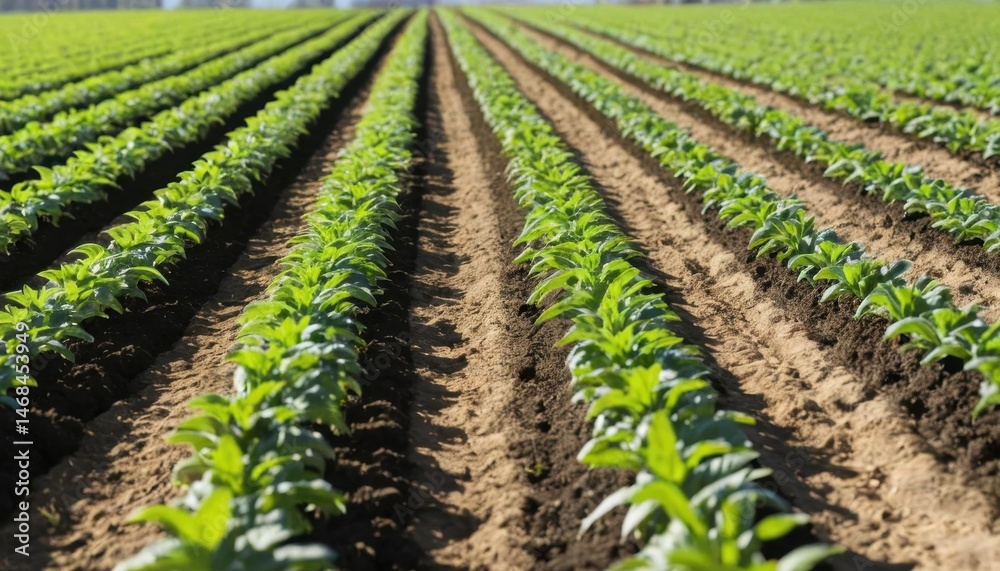 Vast green rows of corn plants stretch across the summer countryside, a testament to agriculture and the growing food crop under the open sky Vast green rows of corn plants stretch across the summer countryside, a testament to agriculture and the growing food crop under the open sky