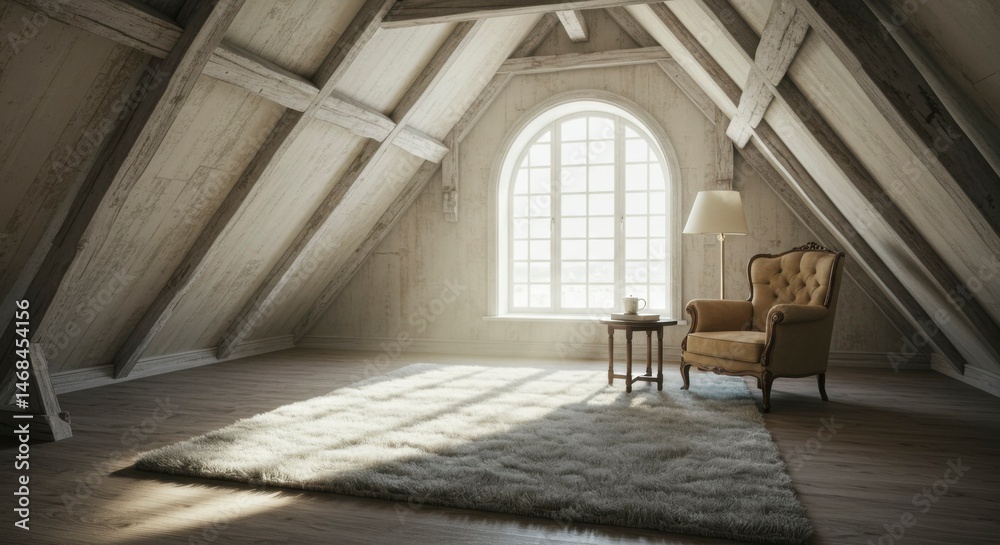 Fototapeta premium Attic Room with Warm Lighting