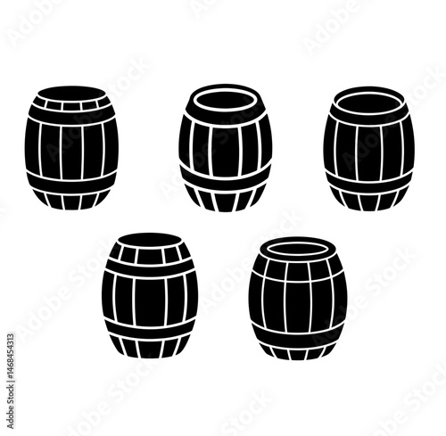 Wine wooden barrel icon silhouette vector illustration