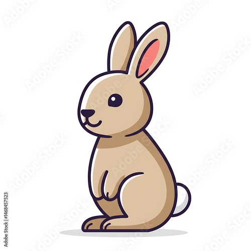 Adorable Cartoon Rabbit Sitting Upright with Charming Details and a Clean Look