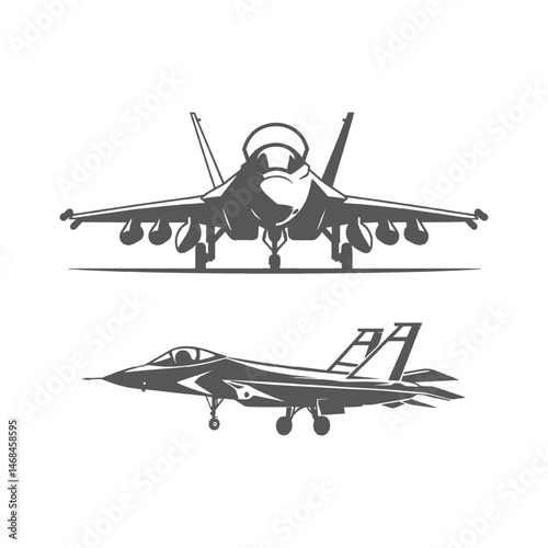 Collection of Fighter Jets in Silhouette illustration