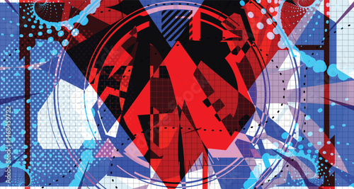 Culturing Colorful Futuristic Abstract Background Bold Wireframe Texture Elements and Modern Comic Style Shapes And Dynamic Effects and Icons Design