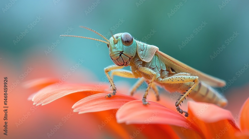 Fototapeta premium A vibrant grasshopper on a flower