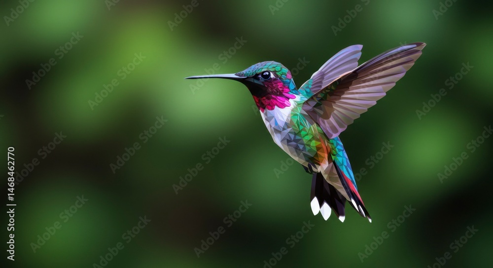 Fototapeta premium Hummingbird in flight, vibrant colors (1)