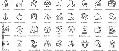 Financial and Investment Icons, Vector Illustration