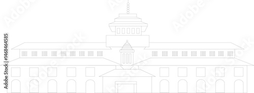 Vector graphic illustration of Gedung Sate, a public building located in Bandung, West Java, Indonesia.