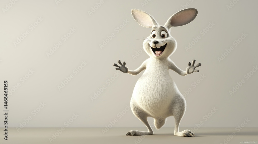Obraz premium Cartoon rabbit posing against plain background