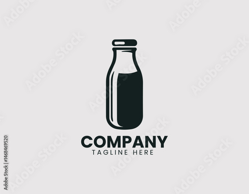 Glass Milk Bottle with Wire Bail Closure Vector Logo Design, Vintage Glass Milk Bottle Wire Lid Logo Vector