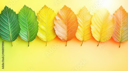 Vibrant autumn leaves changing colors nature scene close-up view colorful background seasonal beauty