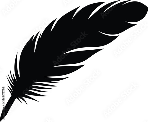 Feather silhouette vector, Black quill feather silhouette