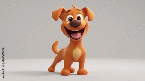 Happy cartoon dog, studio shot, neutral background, product design