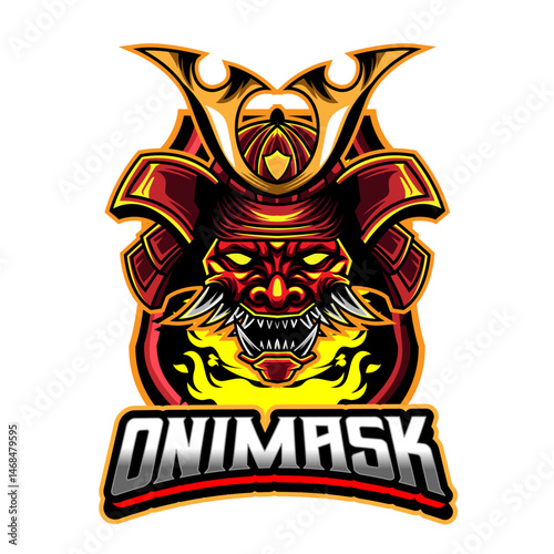 Illustration vector grapich of oni samurai perfect for mascot logo design 