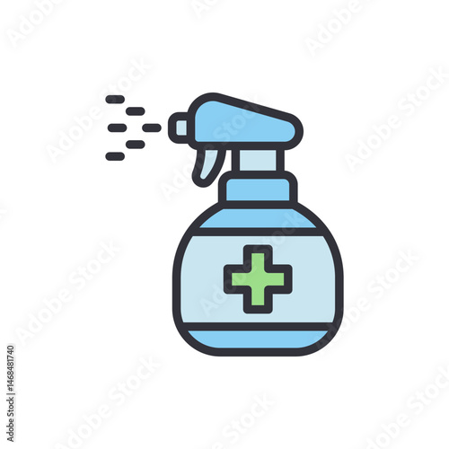 Medical disinfectant spray icon, hygiene protection, clean illustration