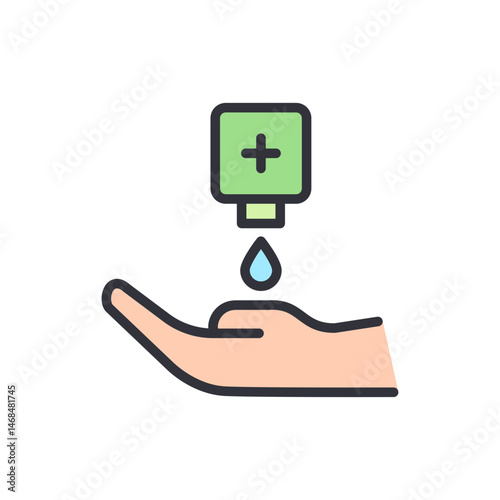 Iconic Representation of Hand Sanitization for Hygiene and Safety Protocol