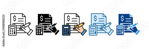 Assign Budgets Icon Set Multiple Style Collection