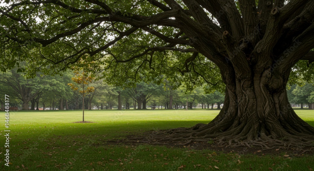 Lush parkland with mature trees Lush parkland with mature trees