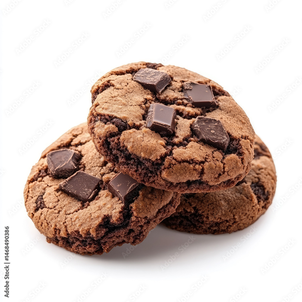 Fototapeta premium Delicious chocolate cookies stacked together