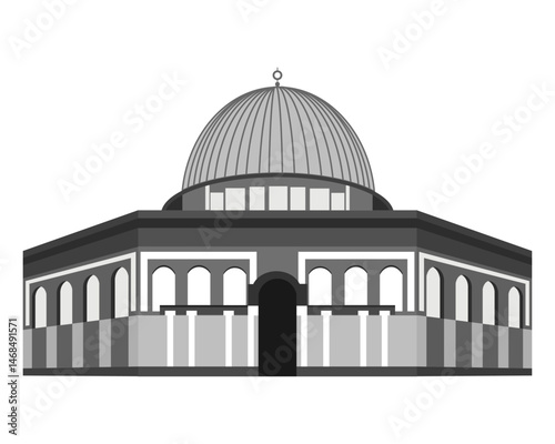 Vector graphic illustration of the al-aqsa mosque which is a mosque located in Jerusalem. Isra mi'raj, Ramadhan, Eid al-Fitr, Eid al-Adha.