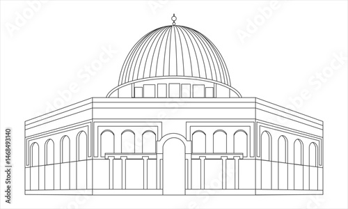 Vector graphic illustration of the al-aqsa mosque which is a mosque located in Jerusalem. Isra mi'raj, Ramadhan, Eid al-Fitr, Eid al-Adha.