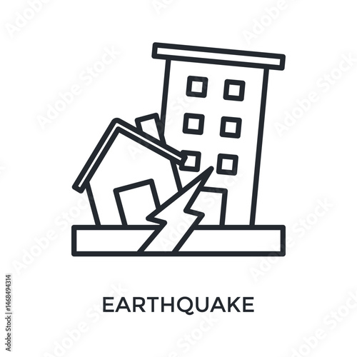 Earthquake Icon Outline Style. Vector Illustration For Graphic Design