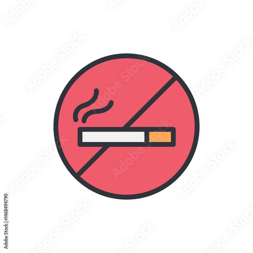Illustrative depiction of a forbidden cigarette with white background