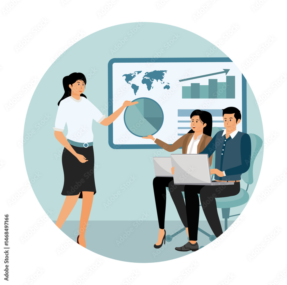 Fototapeta premium Project implementation. Team Collaboration and Data Analysis.