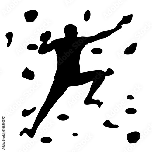 Silhouette of a Climber on a Rock Climbing Wall