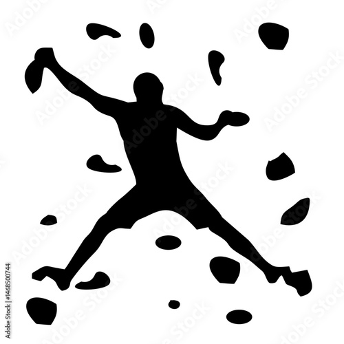 Silhouette of a Climber on a Rock Climbing Wall