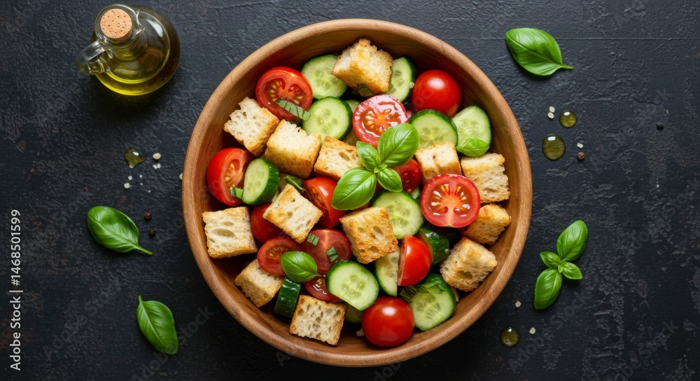 Fresh salad with toasted bread Fresh salad with toasted bread