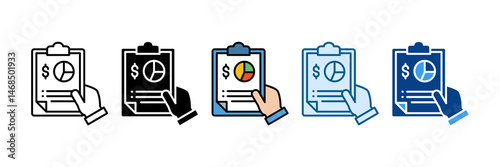 Financial Summary Icon Set Multiple Style Collection