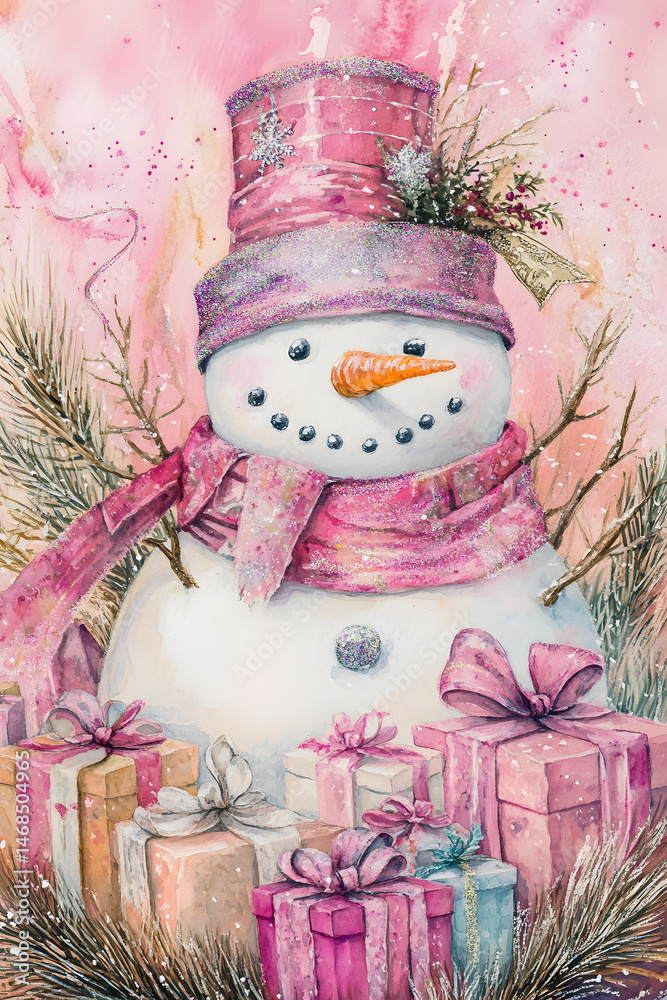 Obraz premium Pink Romantic Christmas Gift Pattern