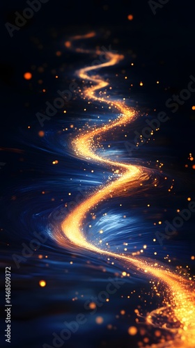 Golden river flowing through a dark cosmos