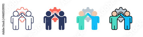 Teamwork Multi Style Icon Set Vector 