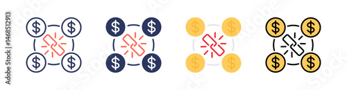 Blockchain Multi Style Icon Set Vector 