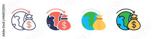 Economic Multi Style Icon Set Vector 