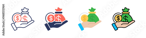 Money Multi Style Icon Set Vector 