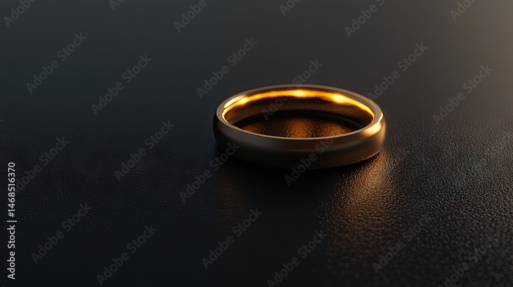 Golden ring resting on a dark surface. Golden ring resting on a dark surface.
