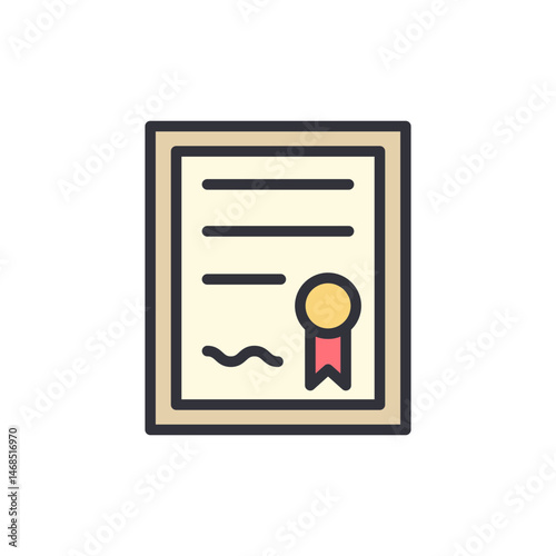 Stylized Award or Certificate Icon with Simple Modern Design Elements