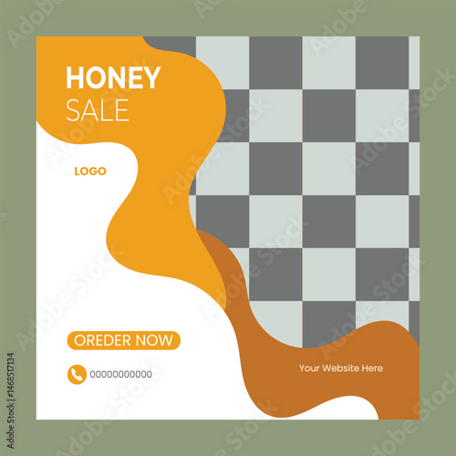  Vector organic honey social media Post banner design
