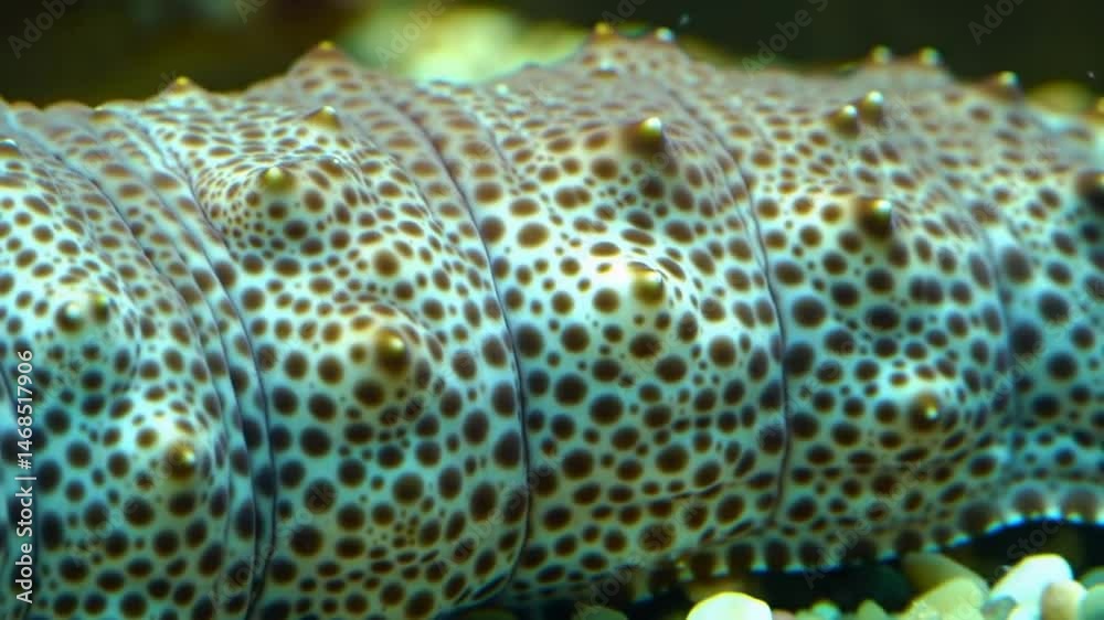 Macro View: Intricate Spotted Texture of a Sea Cucumber Underwater World Macro View: Intricate Spotted Texture of a Sea Cucumber Underwater World