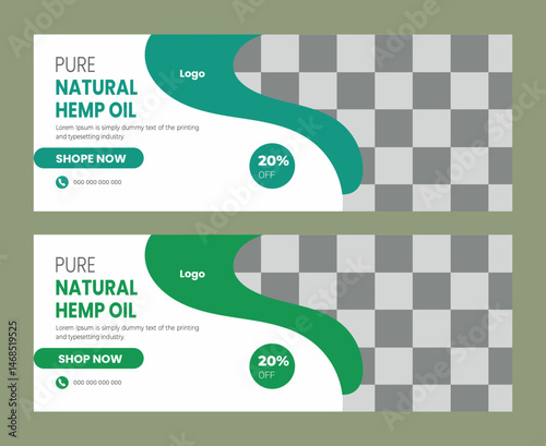  Hemp or cannabis cbd product facebook cover banner template design
