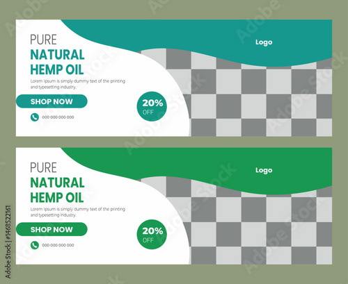  Hemp oil social media Facebook cover template design
