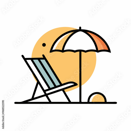 beach chair and umbrella