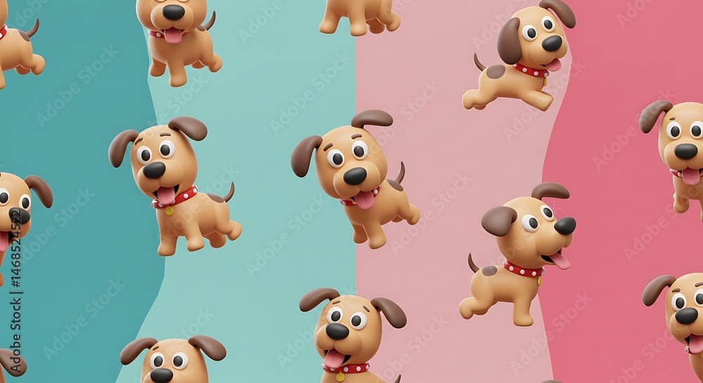 Obraz premium Joyful Paws: A Playful Pattern