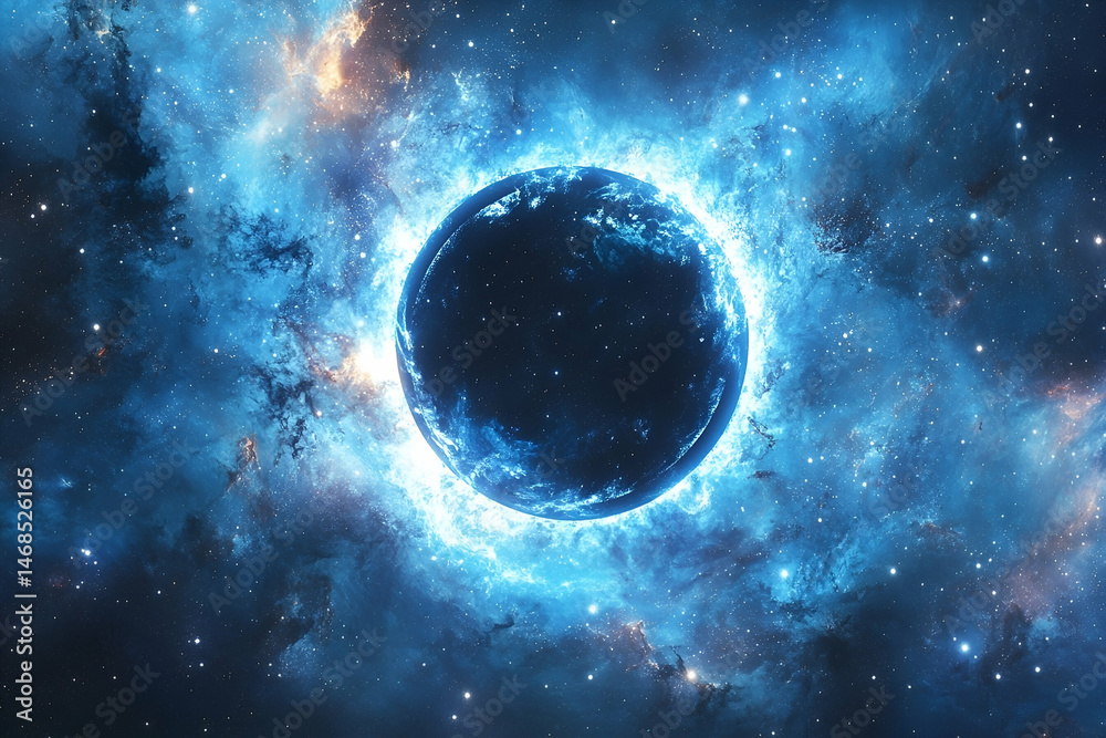 Obraz premium Cosmic entity surrounded by vibrant nebulae.