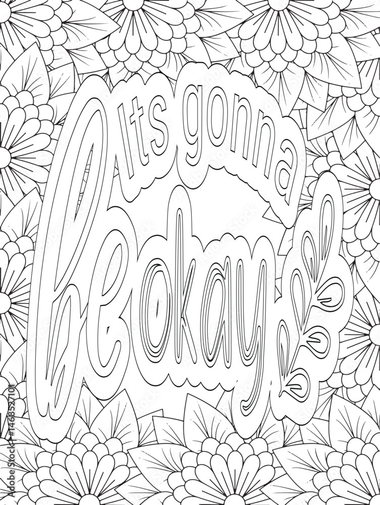 Naklejka premium Stress Relief Coloring Pages - Adult. Motivational Swear Words Coloring Pages. 