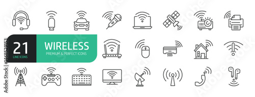 Set Of Wireless Line Icons.