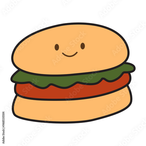 cute burger doodle transparent background