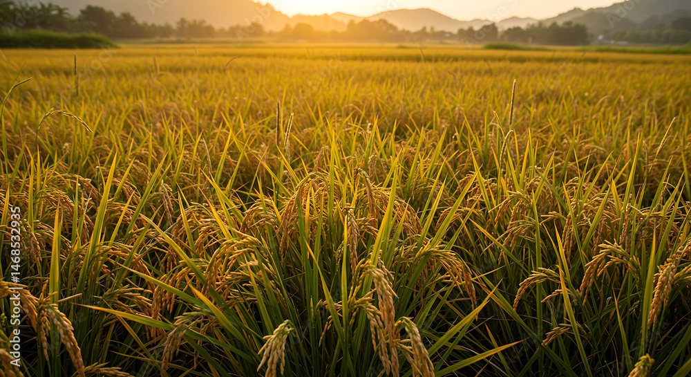 Golden Rice Field at Sunset
